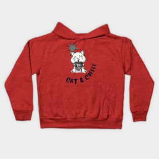 cat and coffee Kids Hoodie